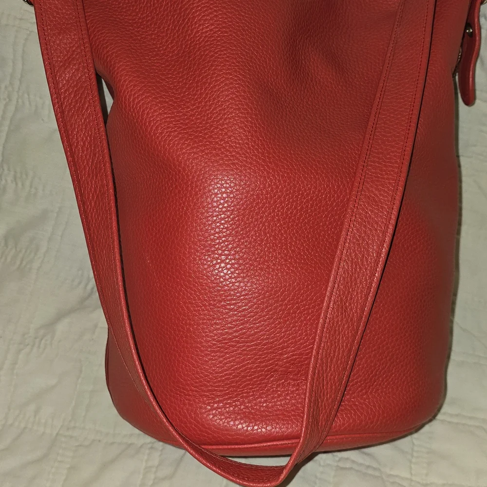 Coach Bold Red Leather Hobo Bag - Picture 1 of 13